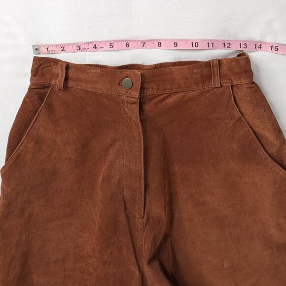 VTG Tan Brown Suede High Rise Long Length Shorts - Picture 3 of 7